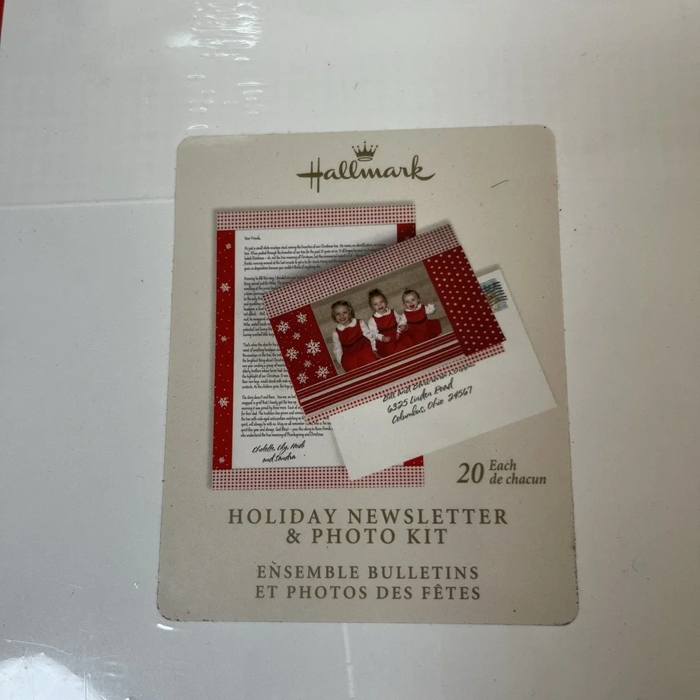 Hallmark Holiday Newsletter Photo Kit 80ct Red Gingham Snowflake Stationery NOS